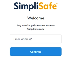 Simplisafe App Login page